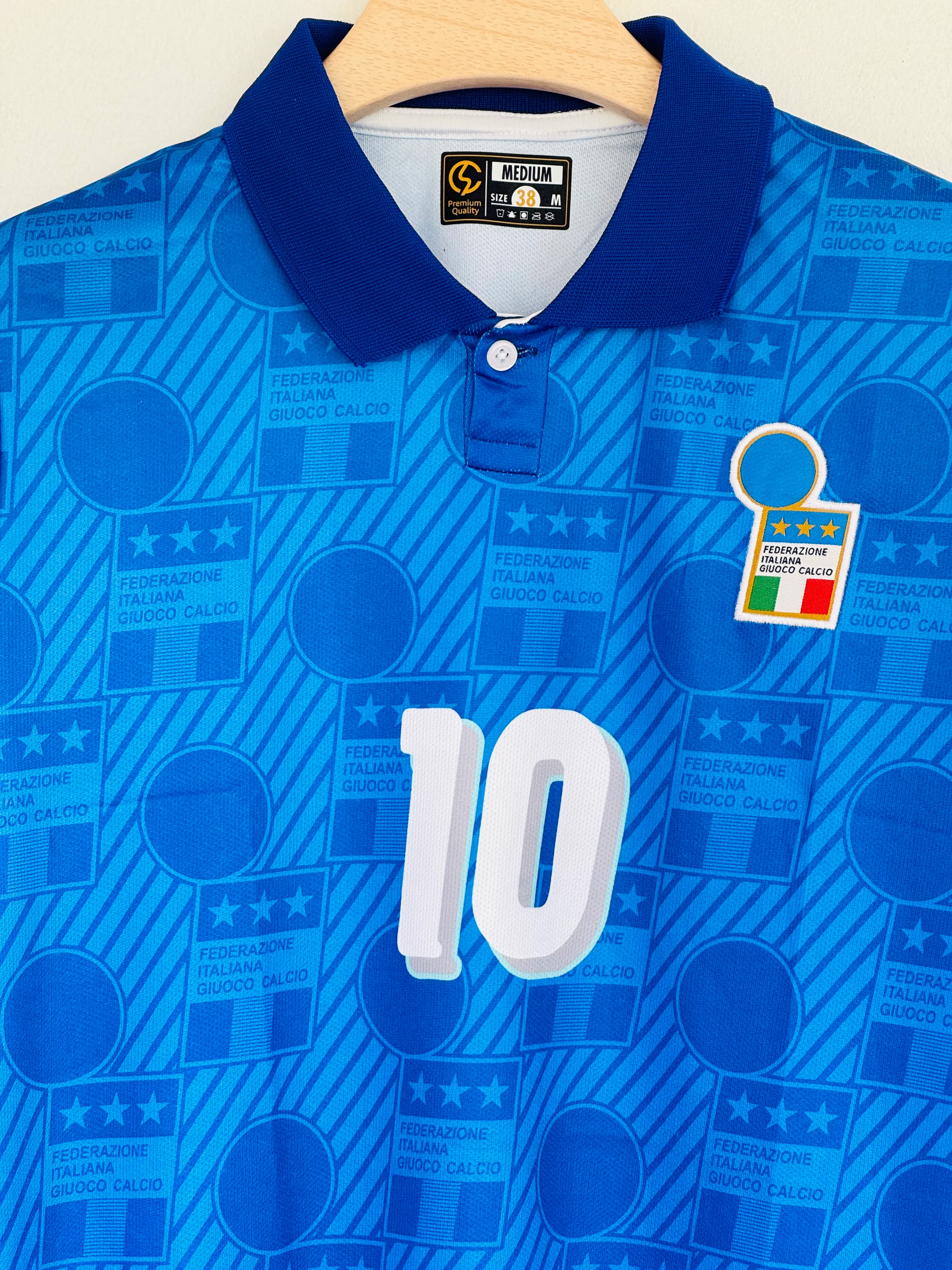 1994 Italy Home Jersey – Roberto Baggio Polo (Embroidery Edition) - Image 3
