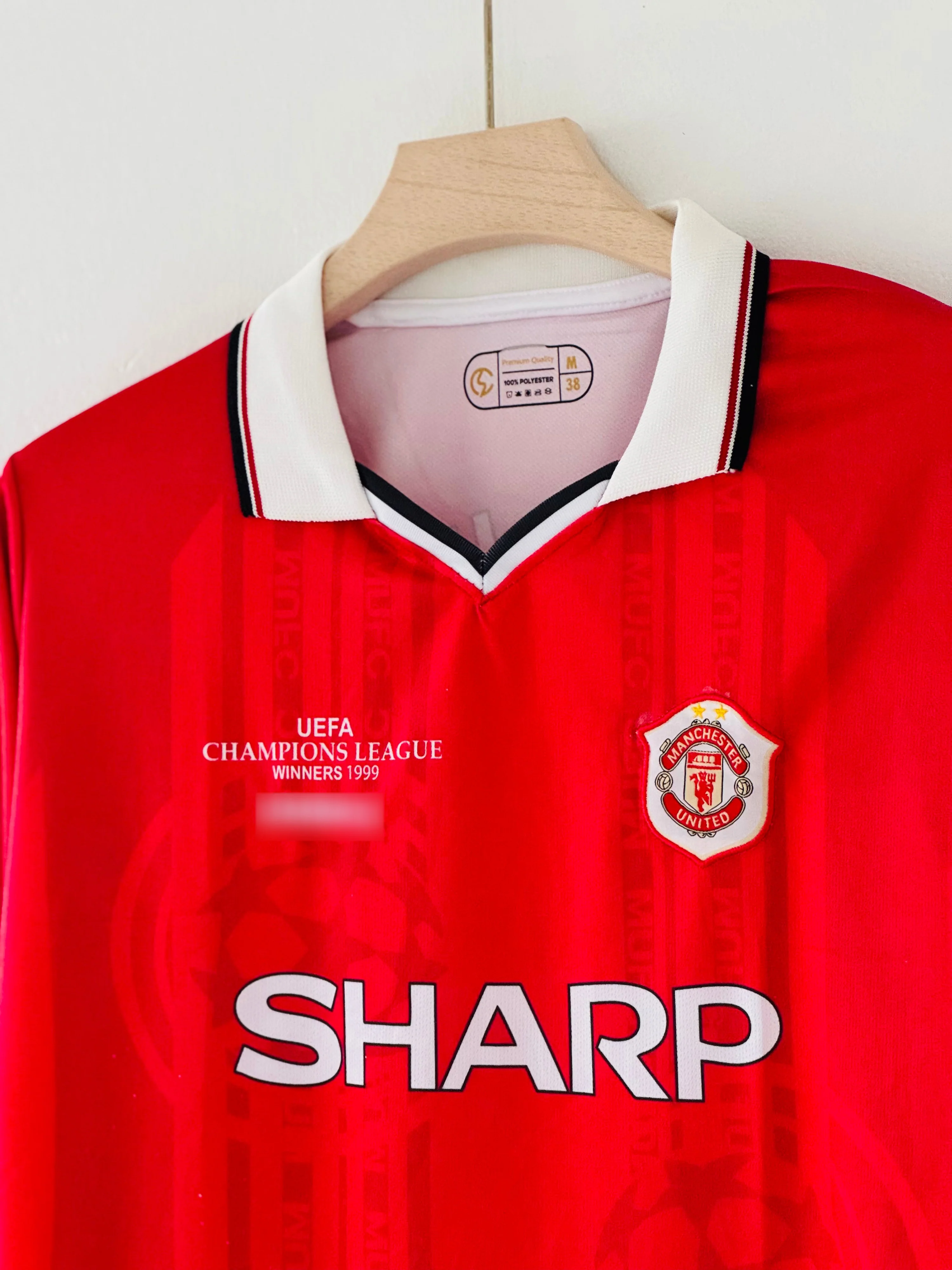 1999 Manchester United Home Kit – David Beckham Full Sleeve Embroidery Edition - Image 3