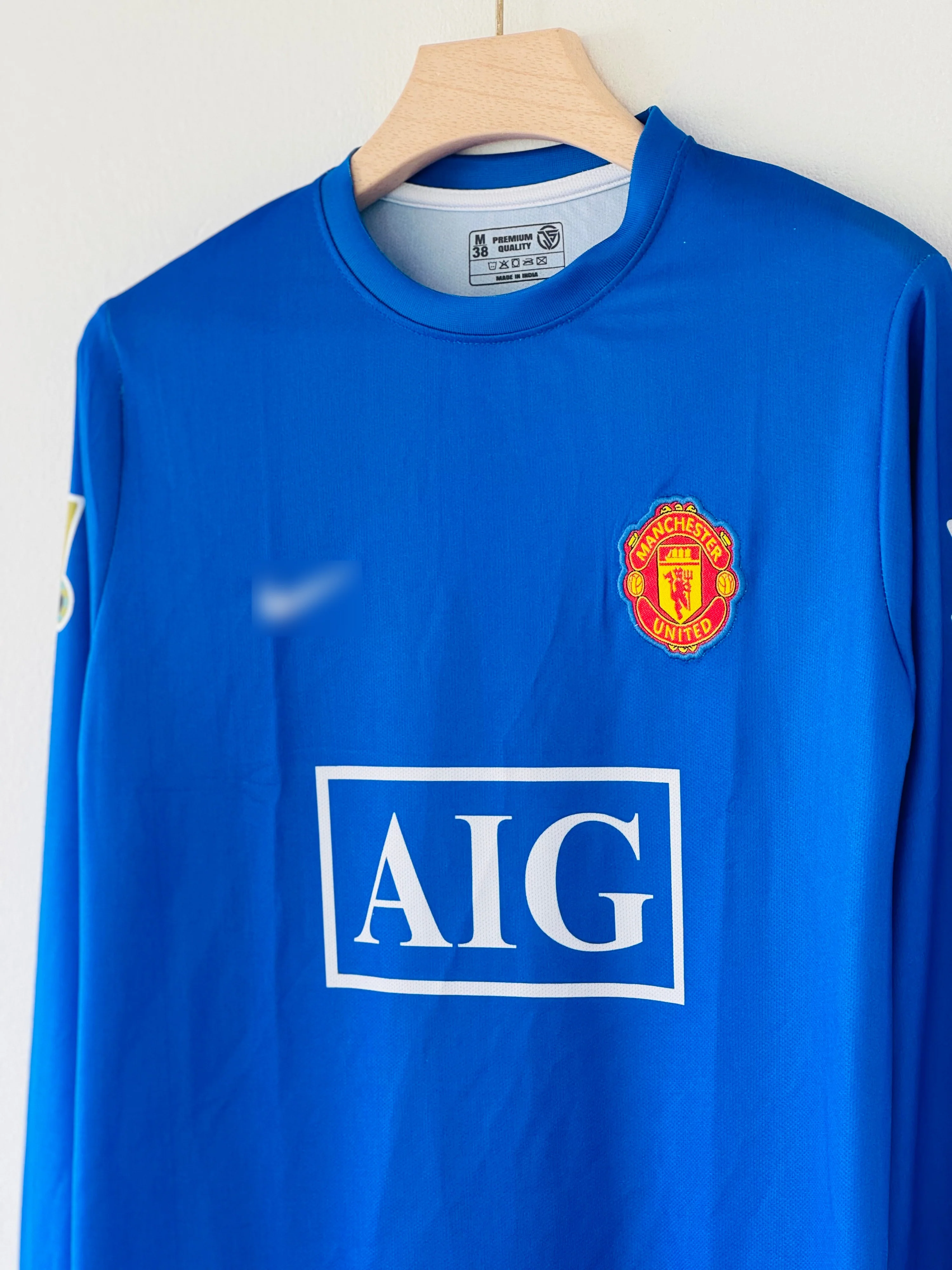 2008-09 Manchester United Away Jersey – Cristiano Ronaldo Edition Full sleeves embroidery (blue) - Image 3