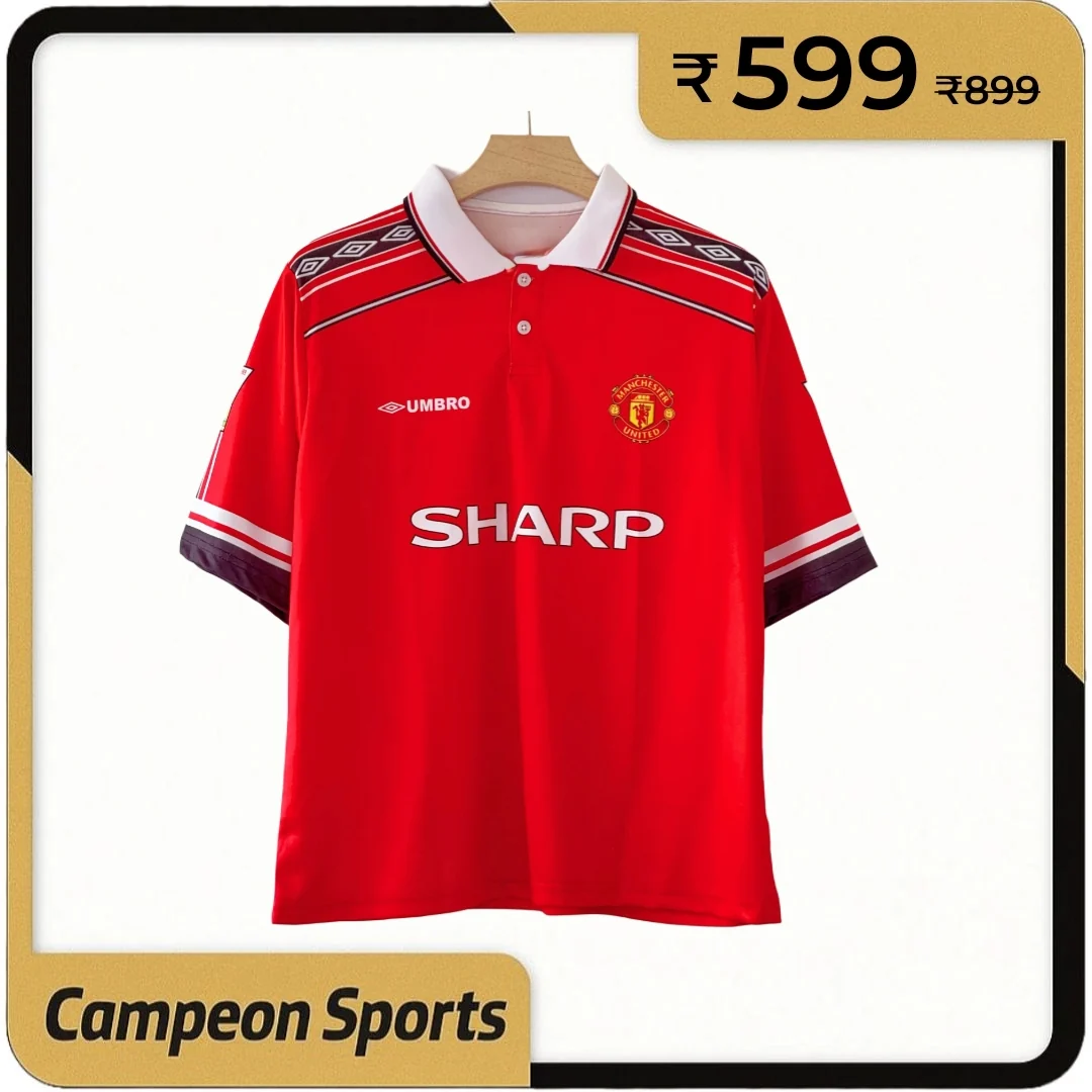 Treble Triumph Reimagined – Beckham’s 1998/99 Manchester United Five Sleeve Retro Jersey
